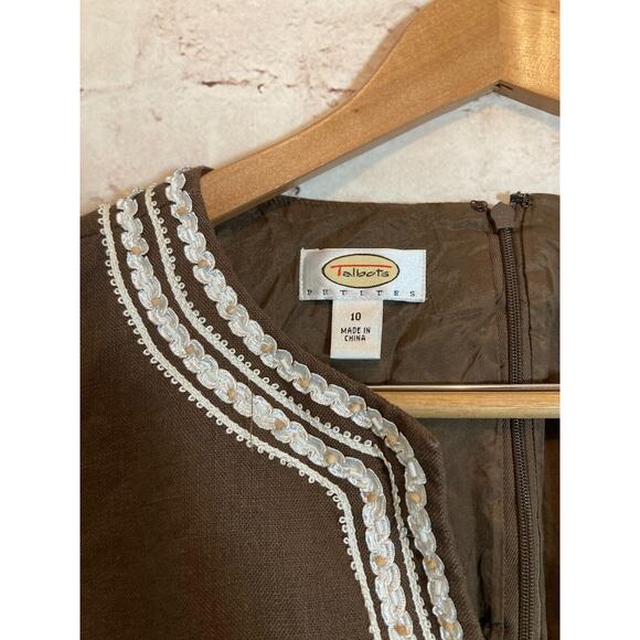 Talbots Brown Mini Dress with White Trim - Picture 5 of 15